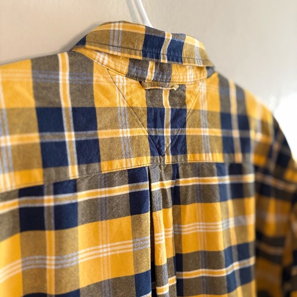 Tommy Hilfiger Yellow & Navy Blue Plaid Button Down Shirt Cotton Blend - Picture 13 of 16